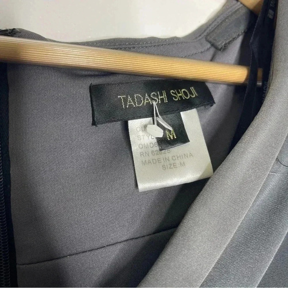 Tadashi Shoji Black and Grey Striped Body Con Fitted Bandage Dress Size Medium - Picture 3 of 6